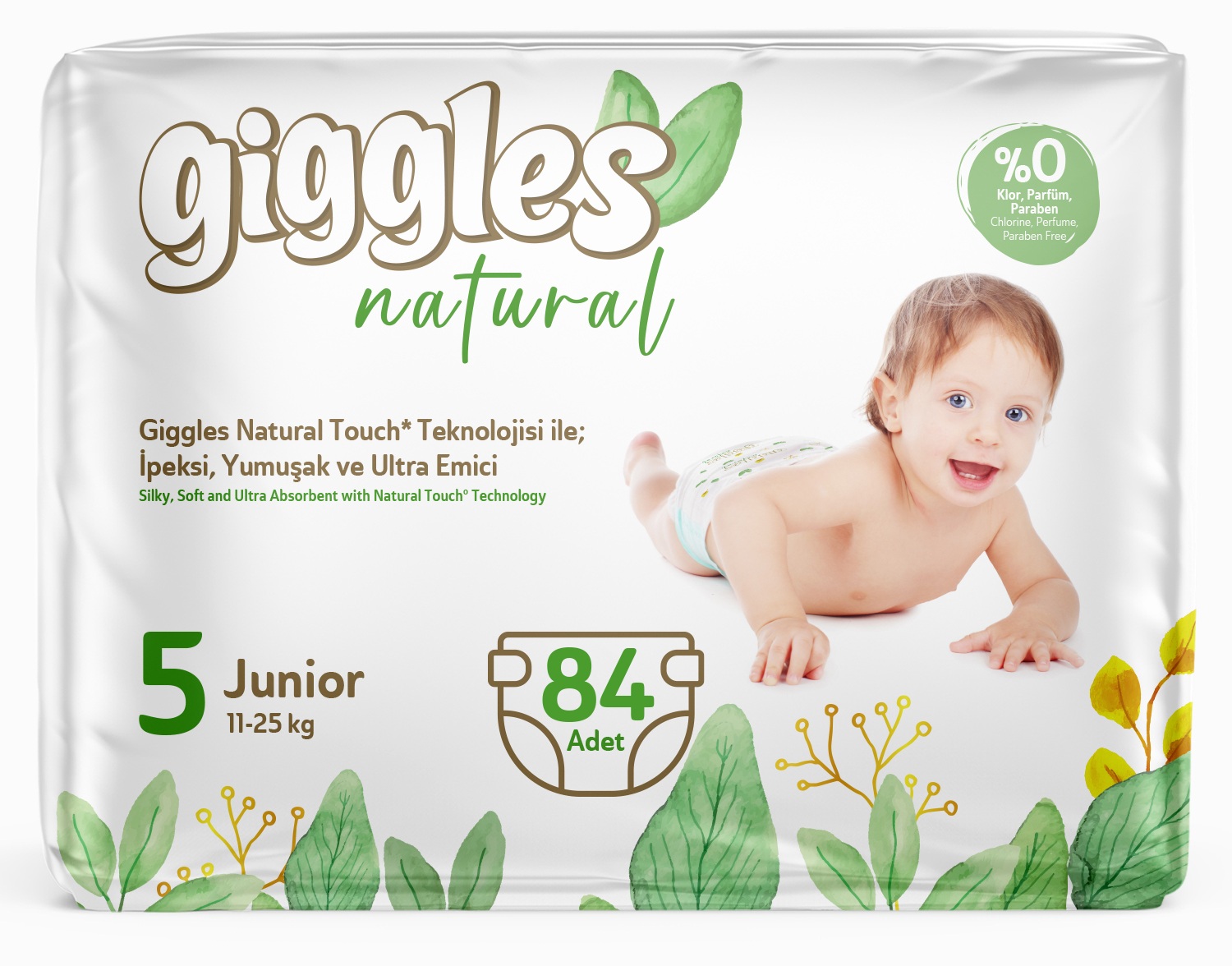 Giggles Natural İkiz Junior Bebek Bezi No:5 84 ad.