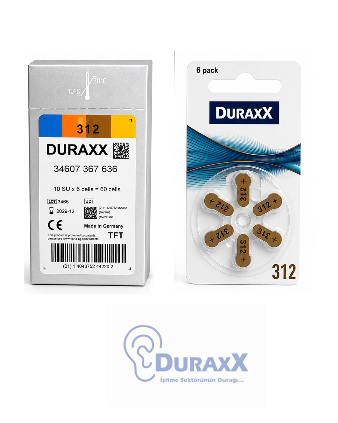 DURAXX 13 İŞİTME Cihazı Pili (6'lı Paket)