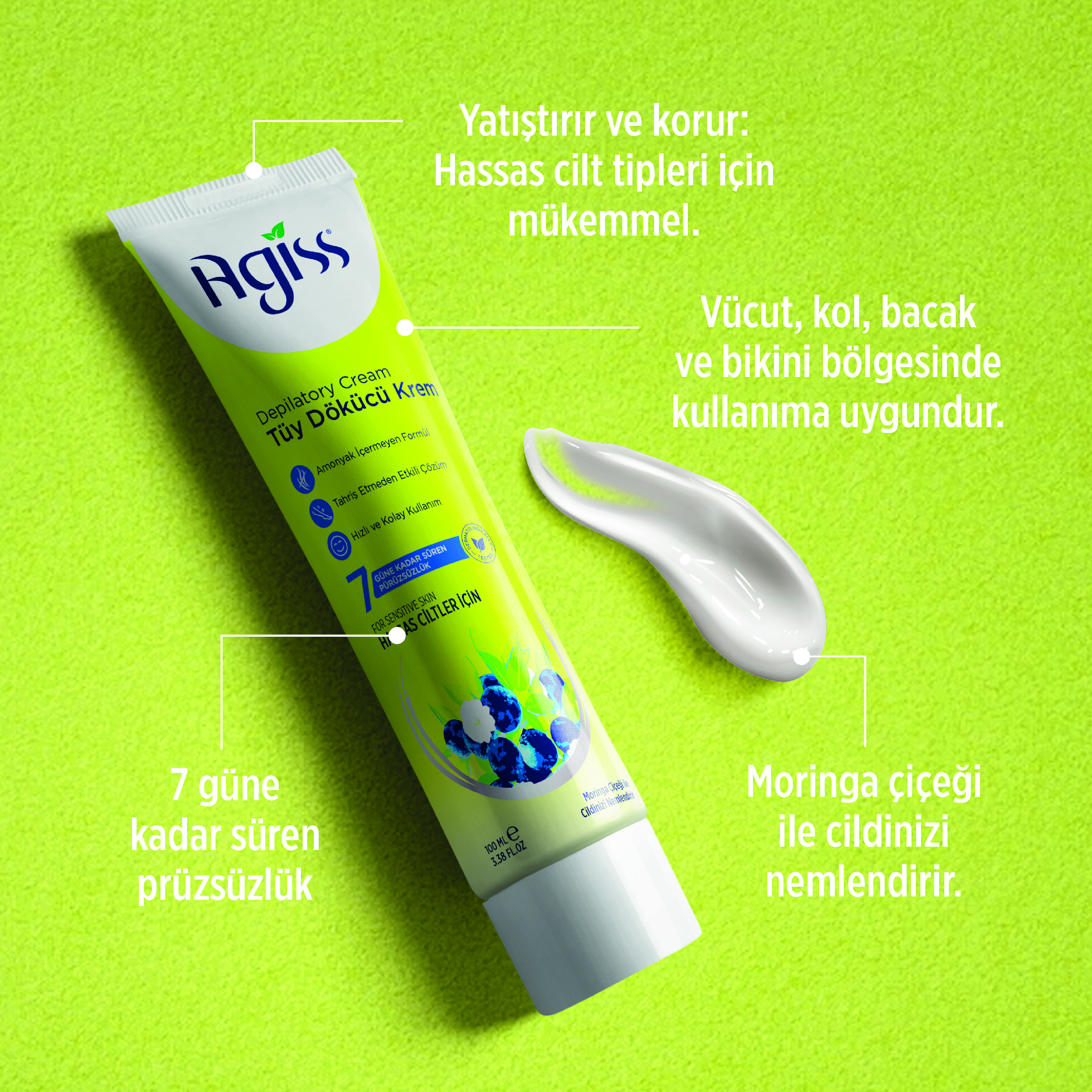 Agiss Tüy Dökücü Krem Hassas Ciltler 100 ml. görsel 3