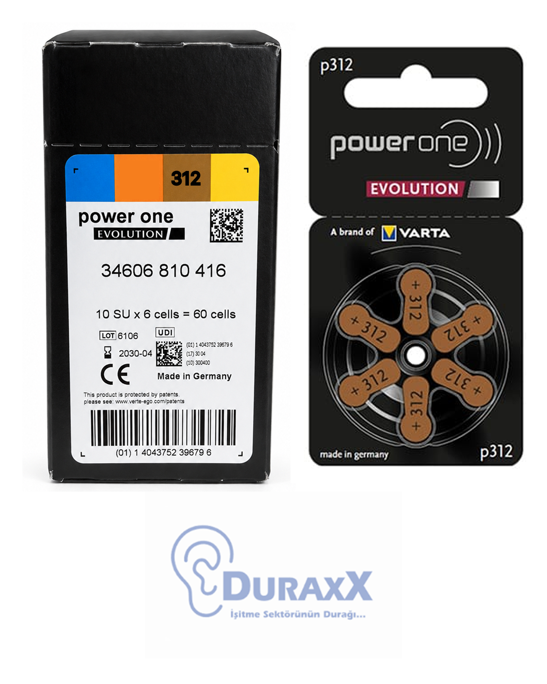 Powerone 312 Numara Kulaklık İşitme Cihazı Pili 6'Lı Kulak Pili