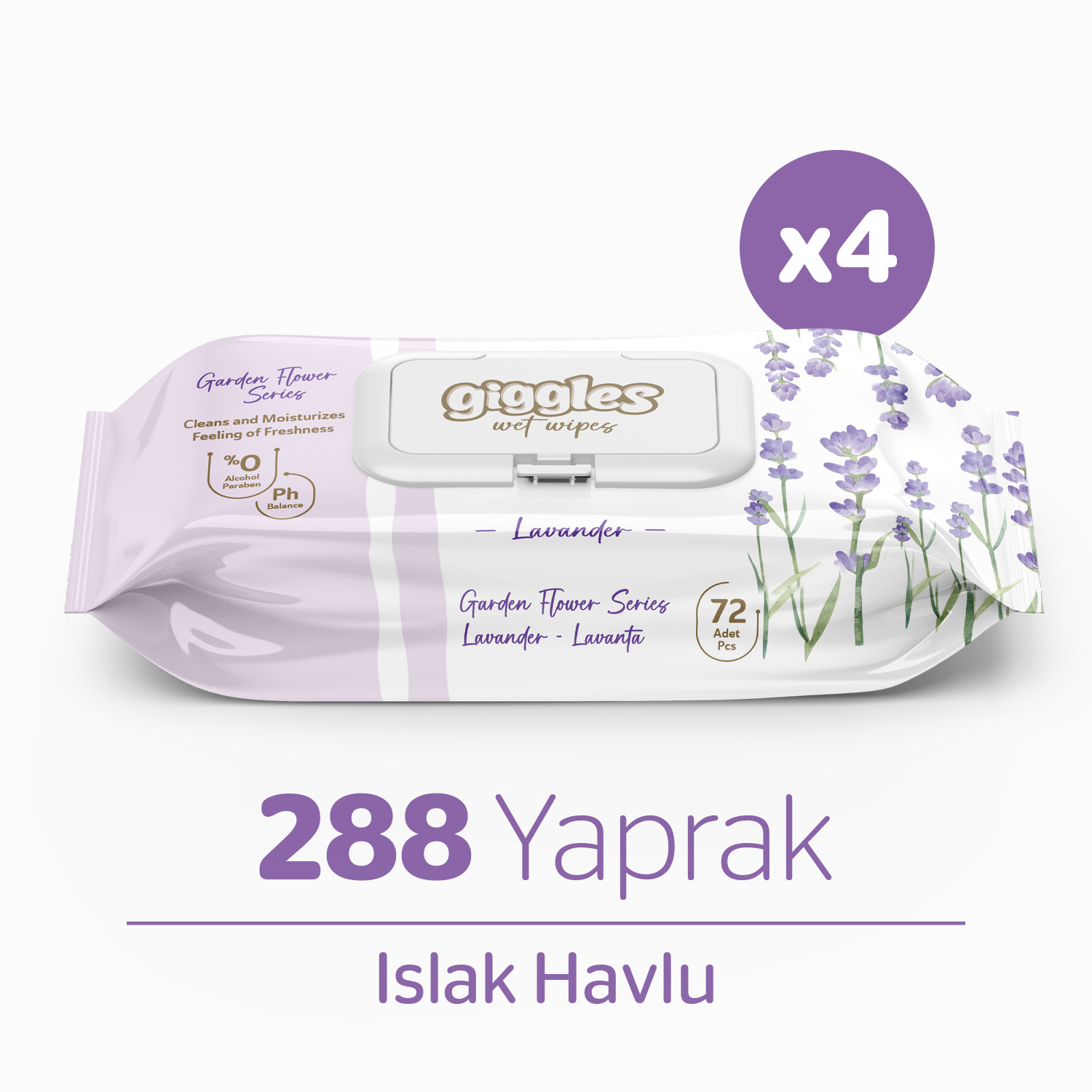 Giggles Islak Havlu Lavanta Kokulu 4 Paket 288 Yaprak