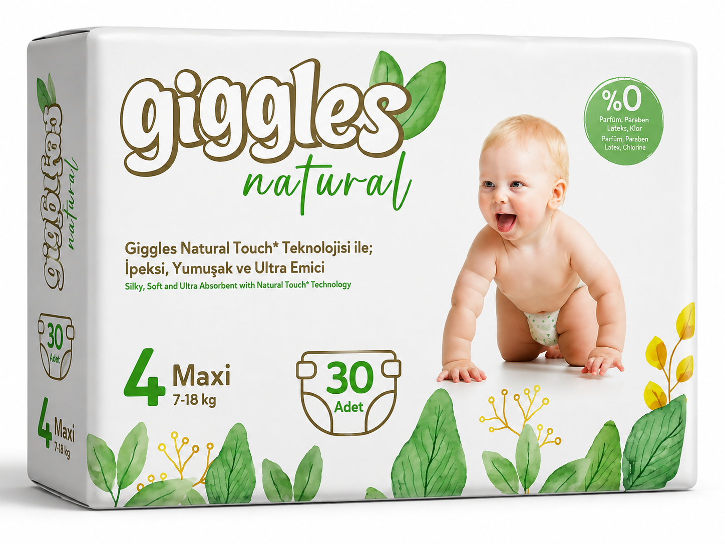 Giggles Natural İkiz Maxi Bebek Bezi No:4 30 ad.