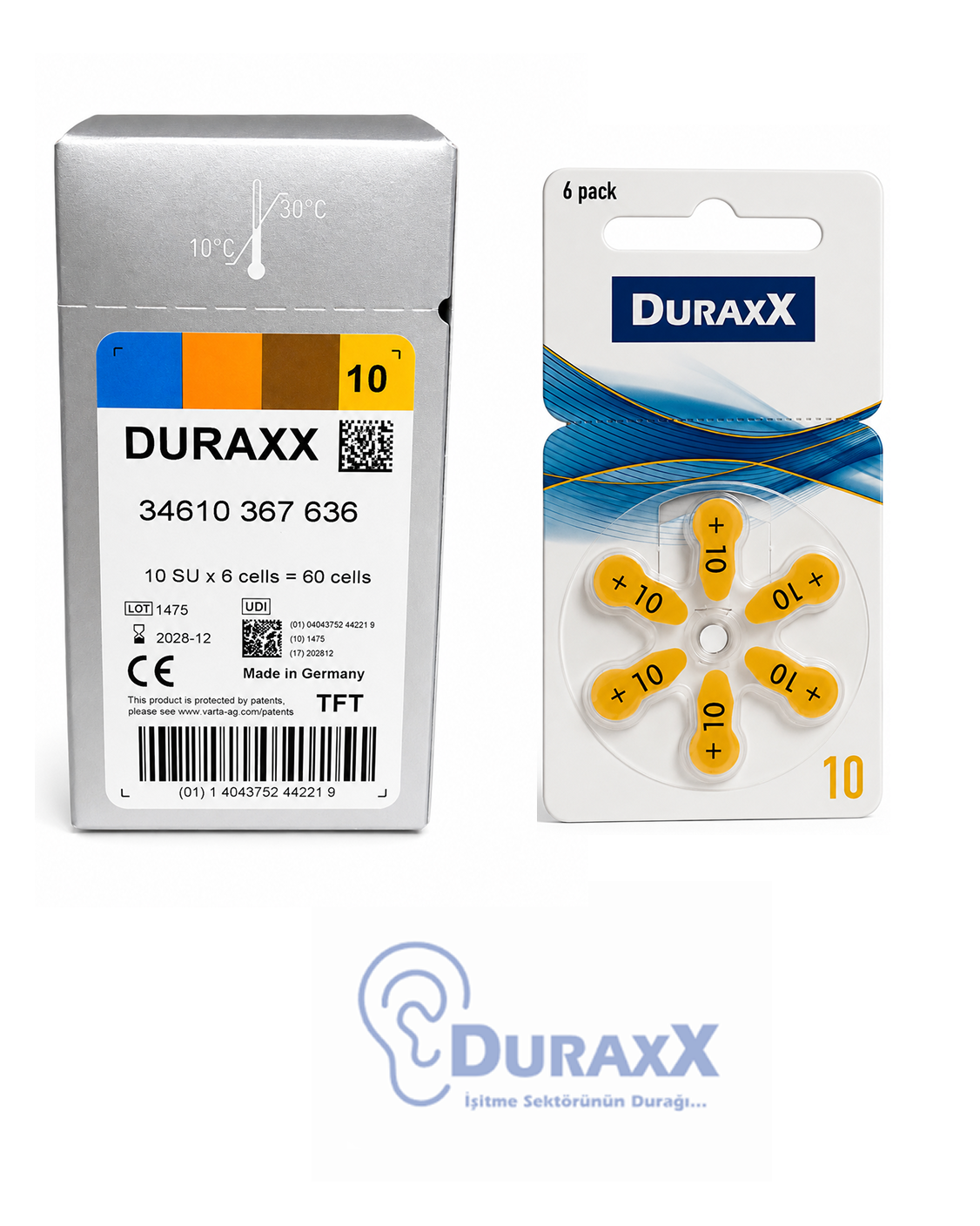 DURAXX 10 İŞİTME Cihazı Pili (6'lı Paket)