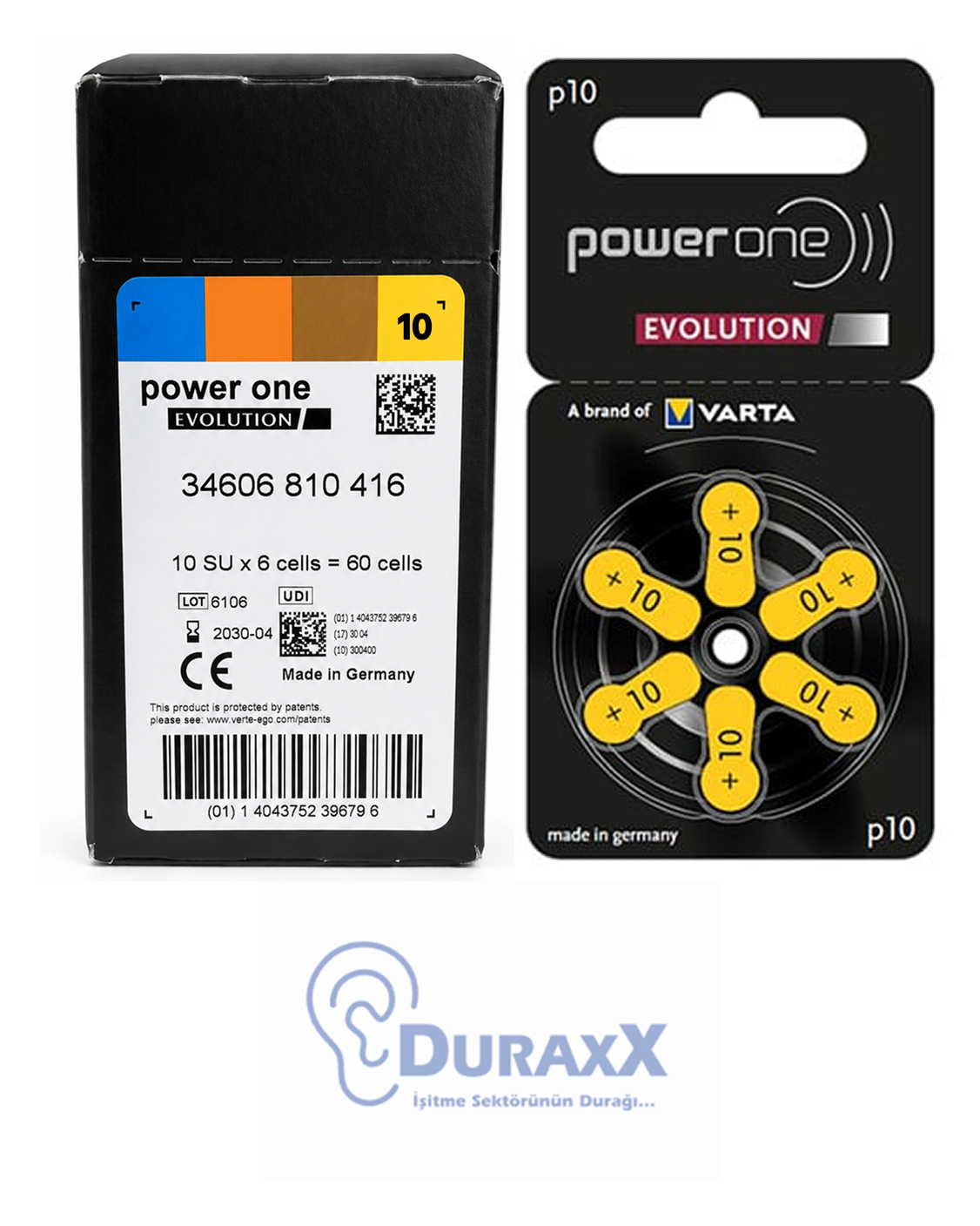 Powerone 10 Numara Kulaklık İşitme Cihazı Pili 6'Lı Kulak Pili