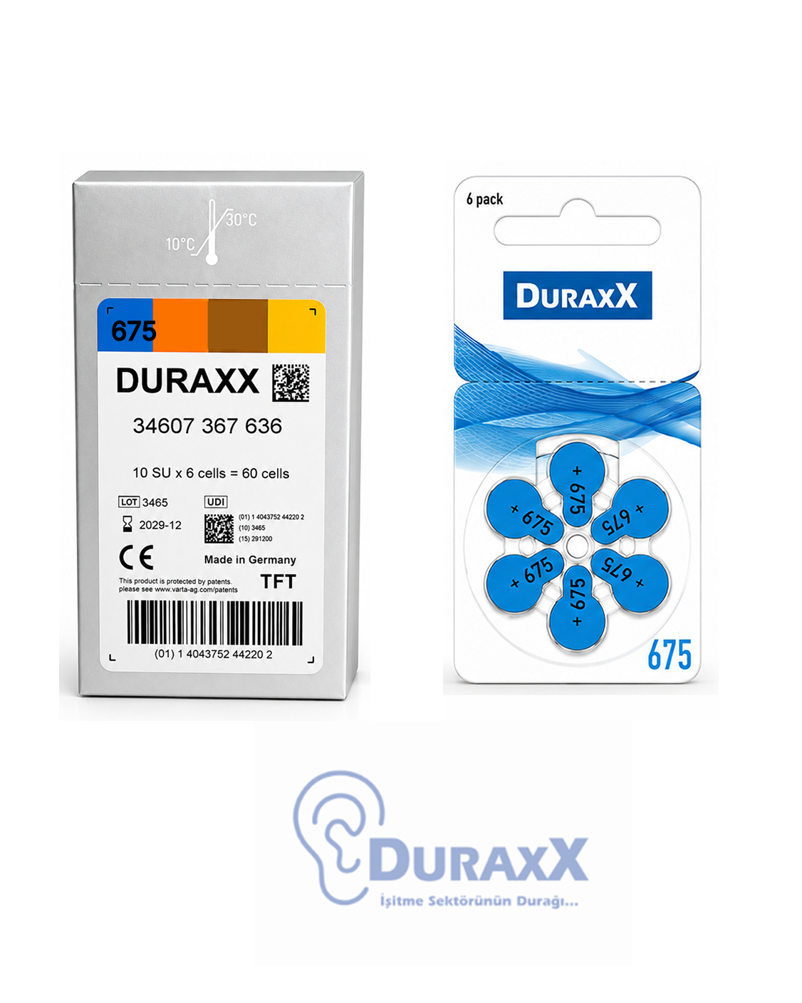 DURAXX 675 İşitme Cihazı Pili (6'lı Paket)